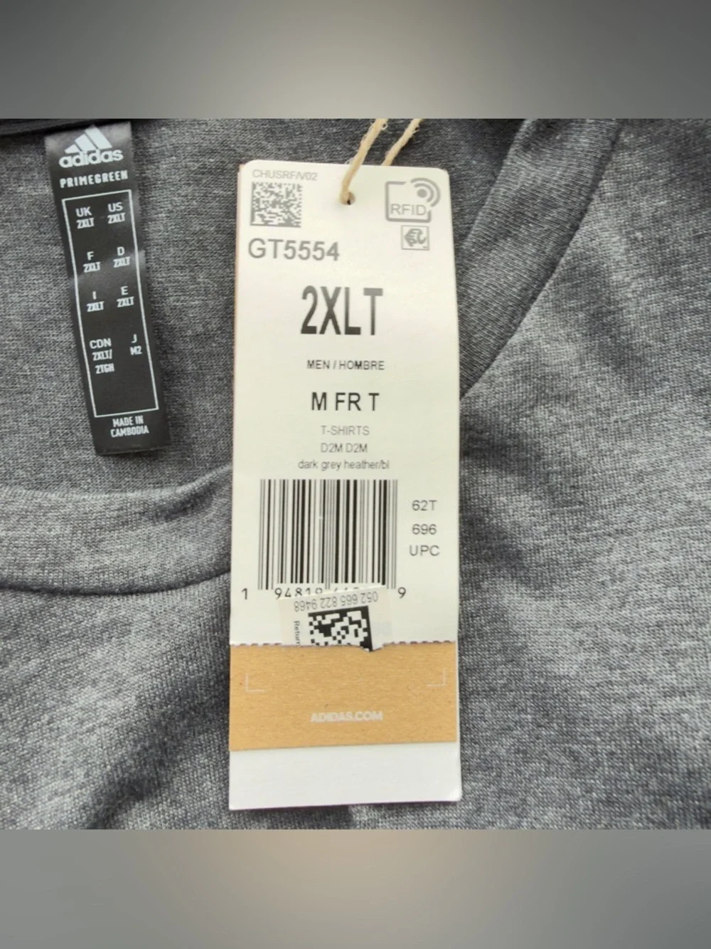 adidas Men's Dark Gray Athletic Short Sleeve Tee